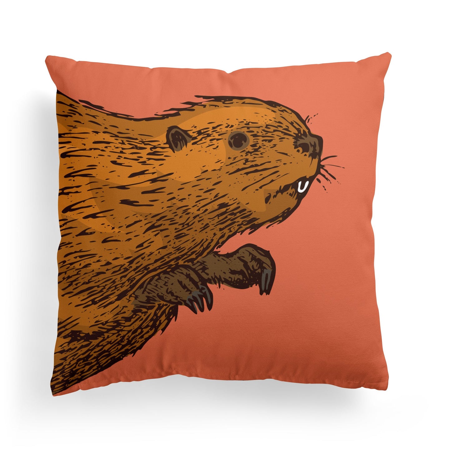Pillow with Funny Beaver