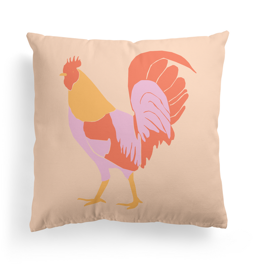 Colorful Cock Farmhouse Decor Throw Pillow