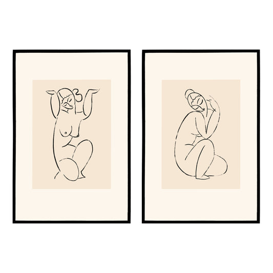 Set of 2 Line Art Women Prints