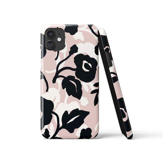 Pattern with Pink and Black Flowers iPhone Case