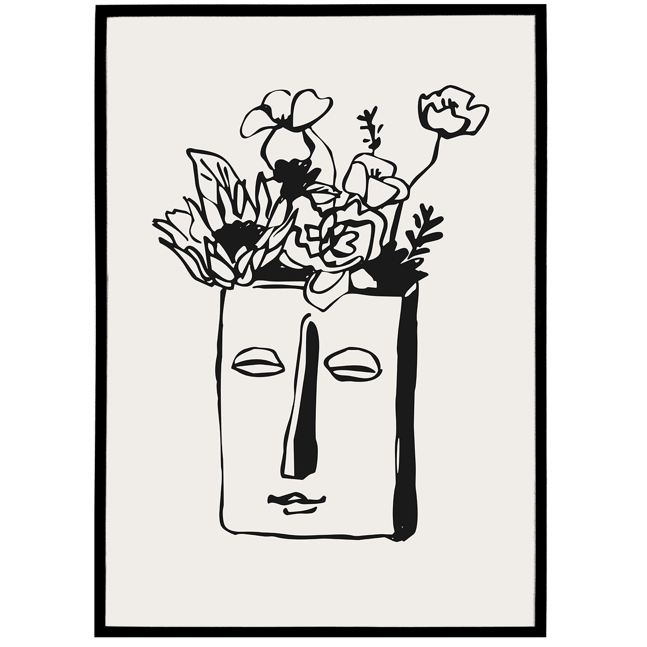 Human Face Flower Pot Poster