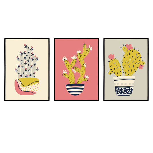 Set of 3 Boho Cactus Posters