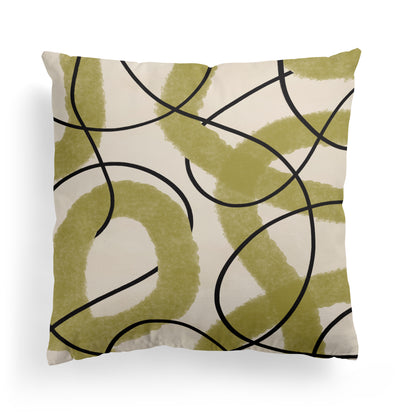 Green Modern Line Art Throw Pillow