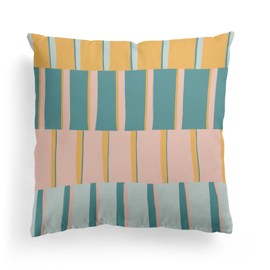 Retro Striped Colorful Pattern Throw Pillow