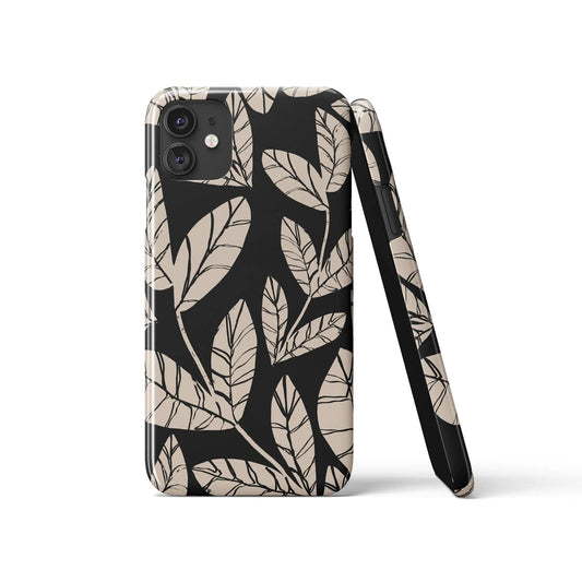Painted Black Floral Pattern iPhone Case