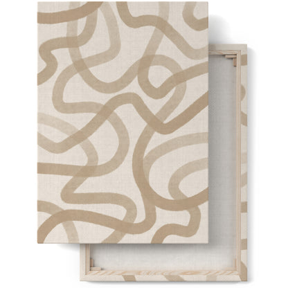 Light Beige Abstract Line Art Canvas Print