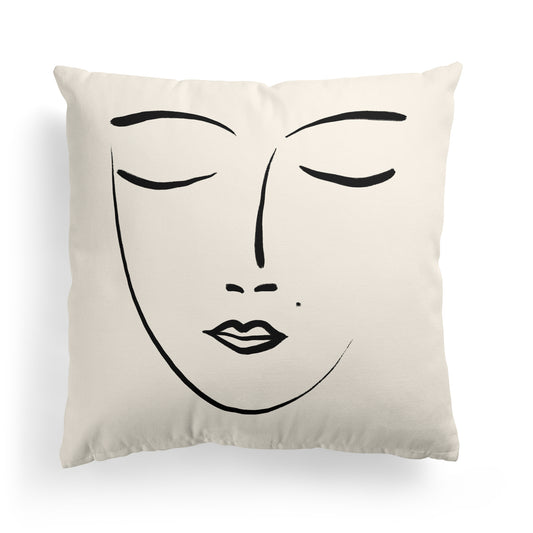 Rustic Throw Pillow with Woman Face