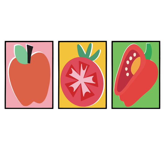 Set of 3 Happy Veggies Prints