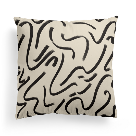 Black Lines Abstract Style Throw Pillow