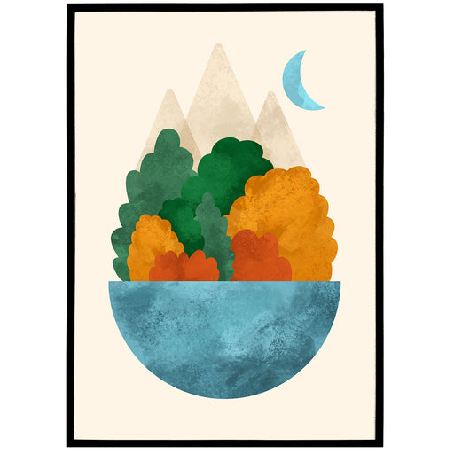 Mountains & Forest Illustration Poster