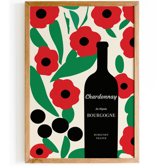 Burgundy France Chardonnay Wine Poster