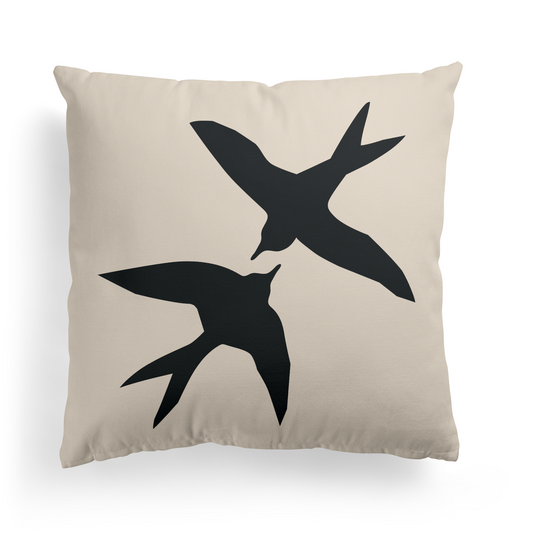 Two Black Birds Modern Throw Pillow