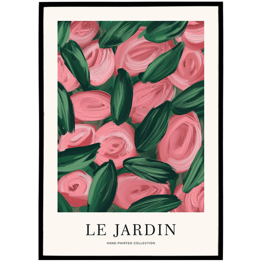Le Jardin Pink Roses Handdrawn Poster