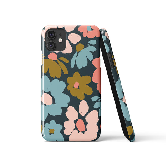 Flowers with Dark Blue Background iPhone Case