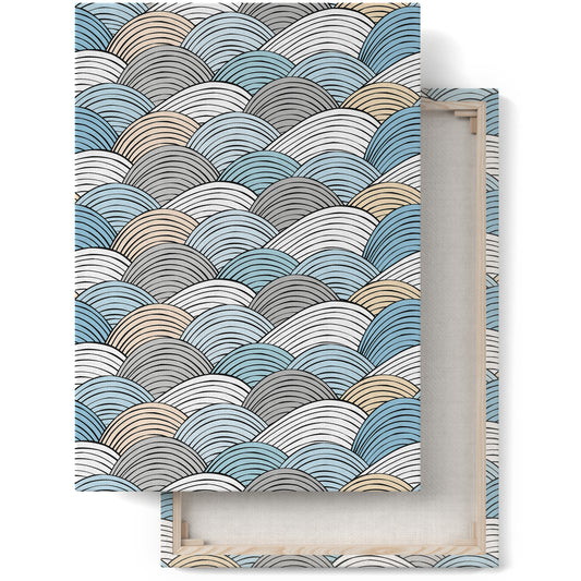 Blue Boho Wave Pattern Canvas Print