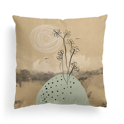 Throw Pillow with Hand painted Illustration