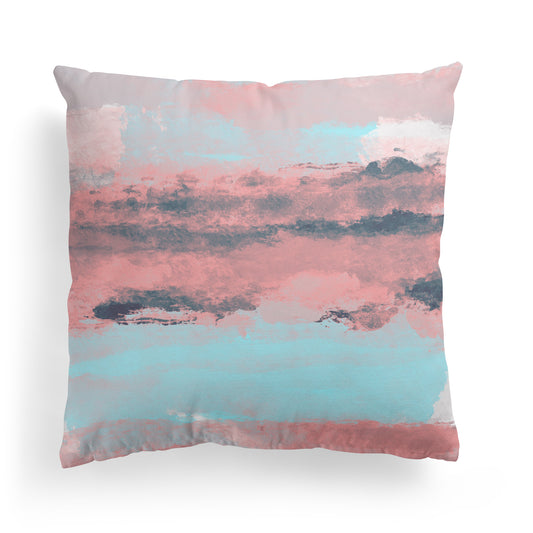 Morning Sky Blue Pink Abstract Painting Art Throw Pillow