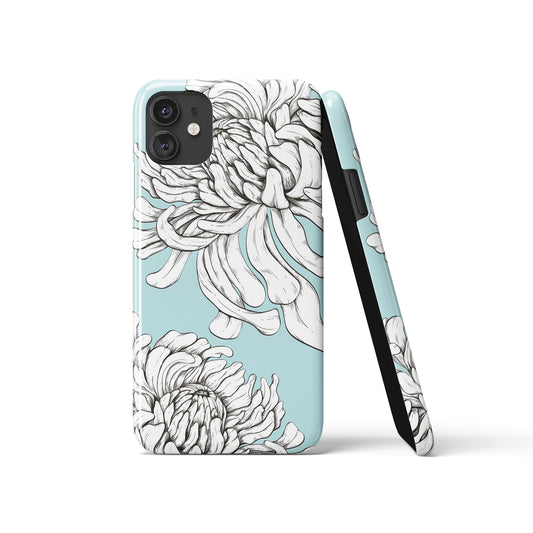 Baby Blue Hand Drawn Flower iPhone Case