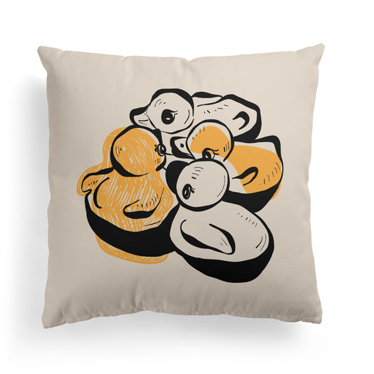 Little Yellow Ducks Throw Pillow