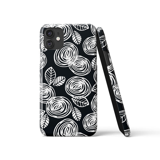 Black&White Abstract Floral Pattern iPhone Case