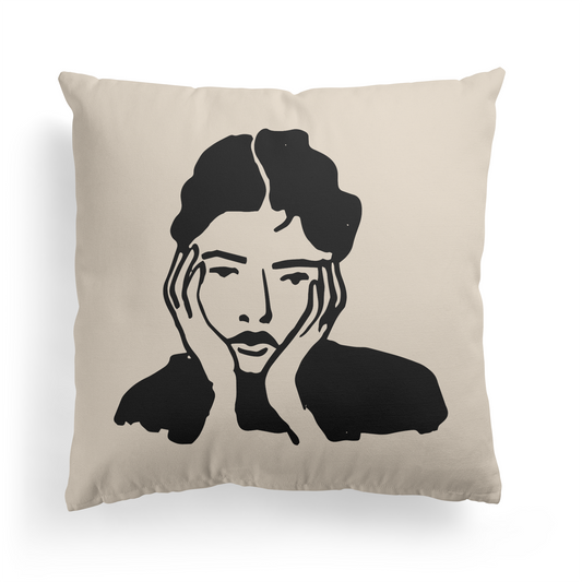 Aesthetic Sad Girl Drawing Throw Pillow