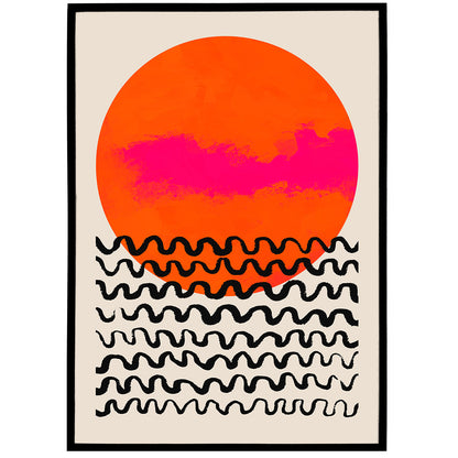 Mid Century Modern Pink Sun Poster