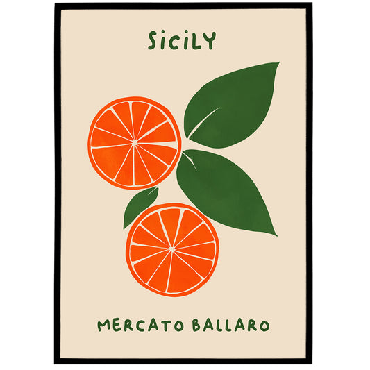 Sicily Farmers Market Travel Poster