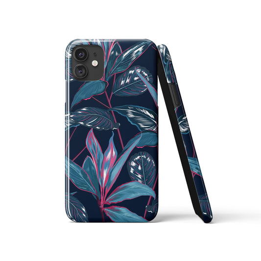 Blue Tropical Botanical Pattern iPhone Case