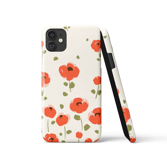 Red Poppies with Beige Background iPhone Case