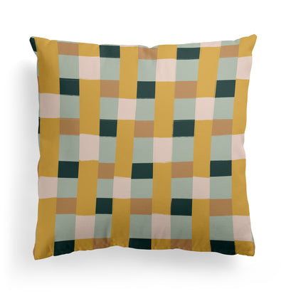 Retro Checkered Farmhouse Pattern Throw Pillow