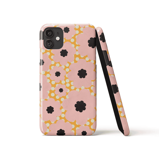 Yellow Pink Retro Flowers iPhone Case