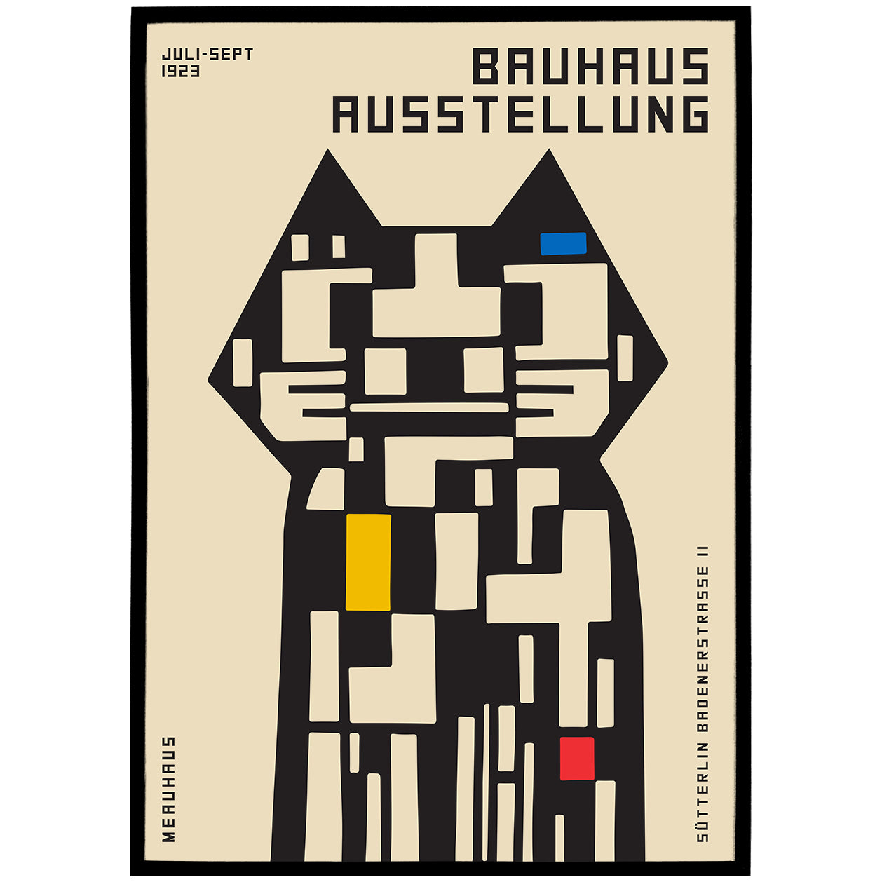 Bauhaus Geometric Cat Poster
