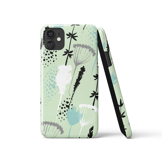 Mint Botanical Pattern iPhone Case