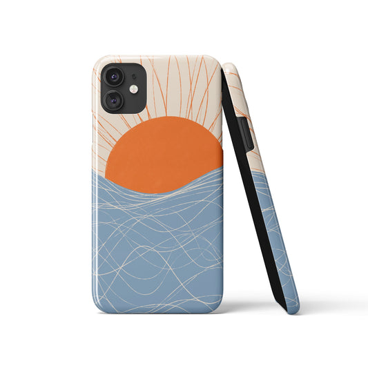 Blue and Orange Sun iPhone Case