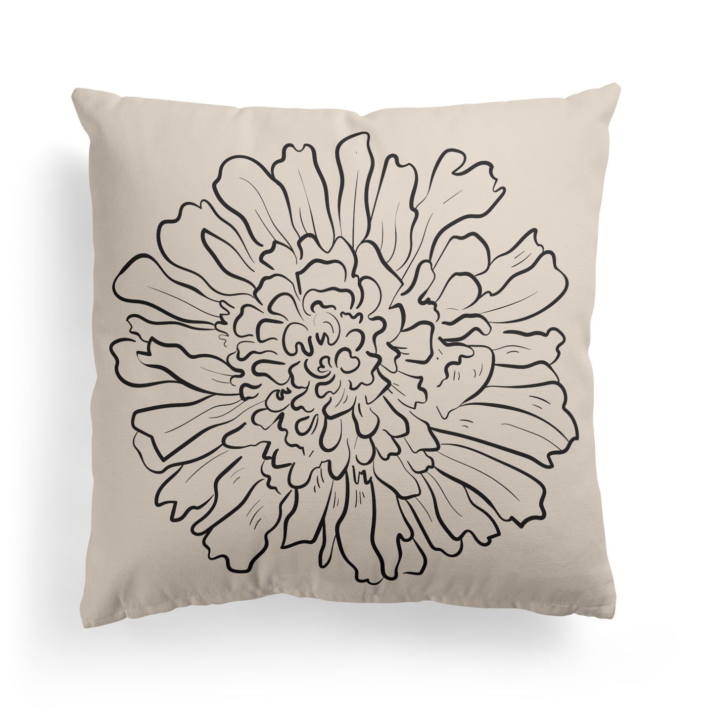 Line Art Flower, Minimalist Throw Pillow