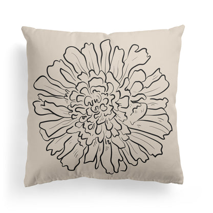 Line Art Flower, Minimalist Throw Pillow