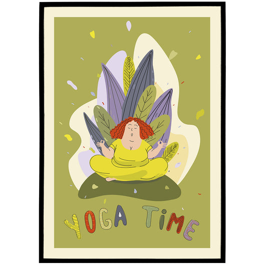 Green Yoga Time Poster