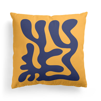 Navy Blue Leaf Throw Pillow