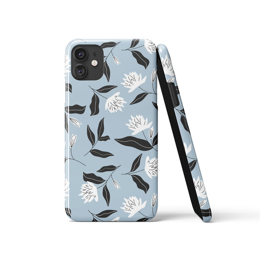 Blue Minimalist Floral iPhone Case