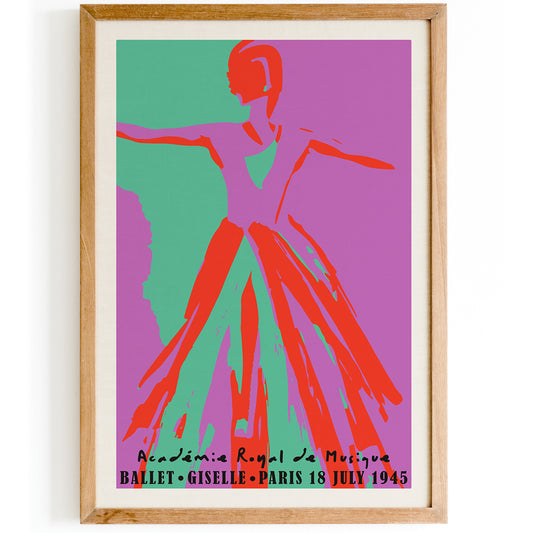 Colorful Retro Ballet Giselle Poster