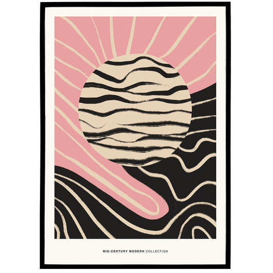 Mid Century Modern Pink Sun Print