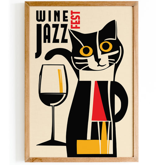 Wine and Jazz Festival Cat Poster
