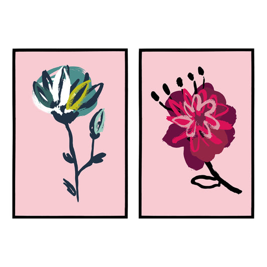 Set of 2 Artistic Floral Posters