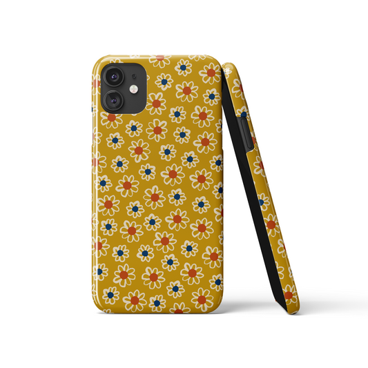 Mustard Retro Floral Pattern iPhone Case