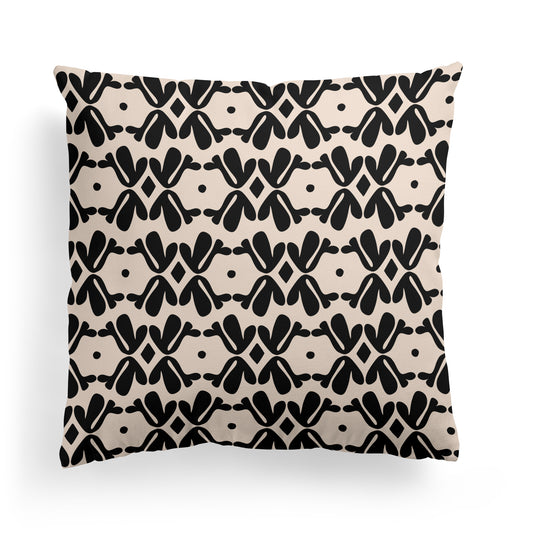 Black and Beige Retro Pattern Throw Pillow