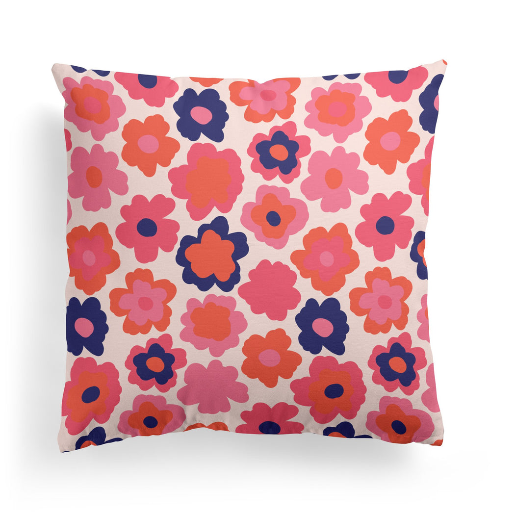 Throw Pillow with 70s Flowers