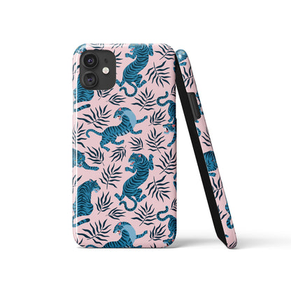 Blue Tigers Big Cats Pattern iPhone Case