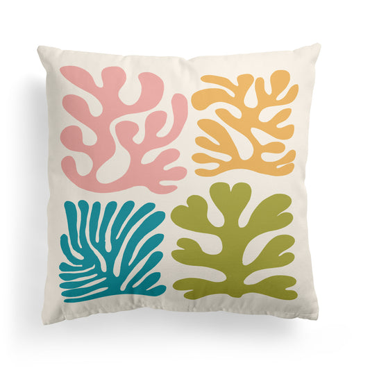Throw Pillow with Colorful Leaf Shapes