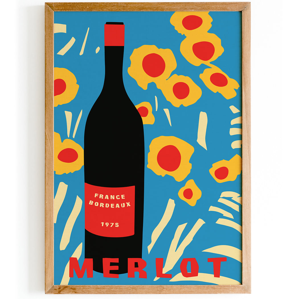 Vintage Beverage Merlot Wine Poster