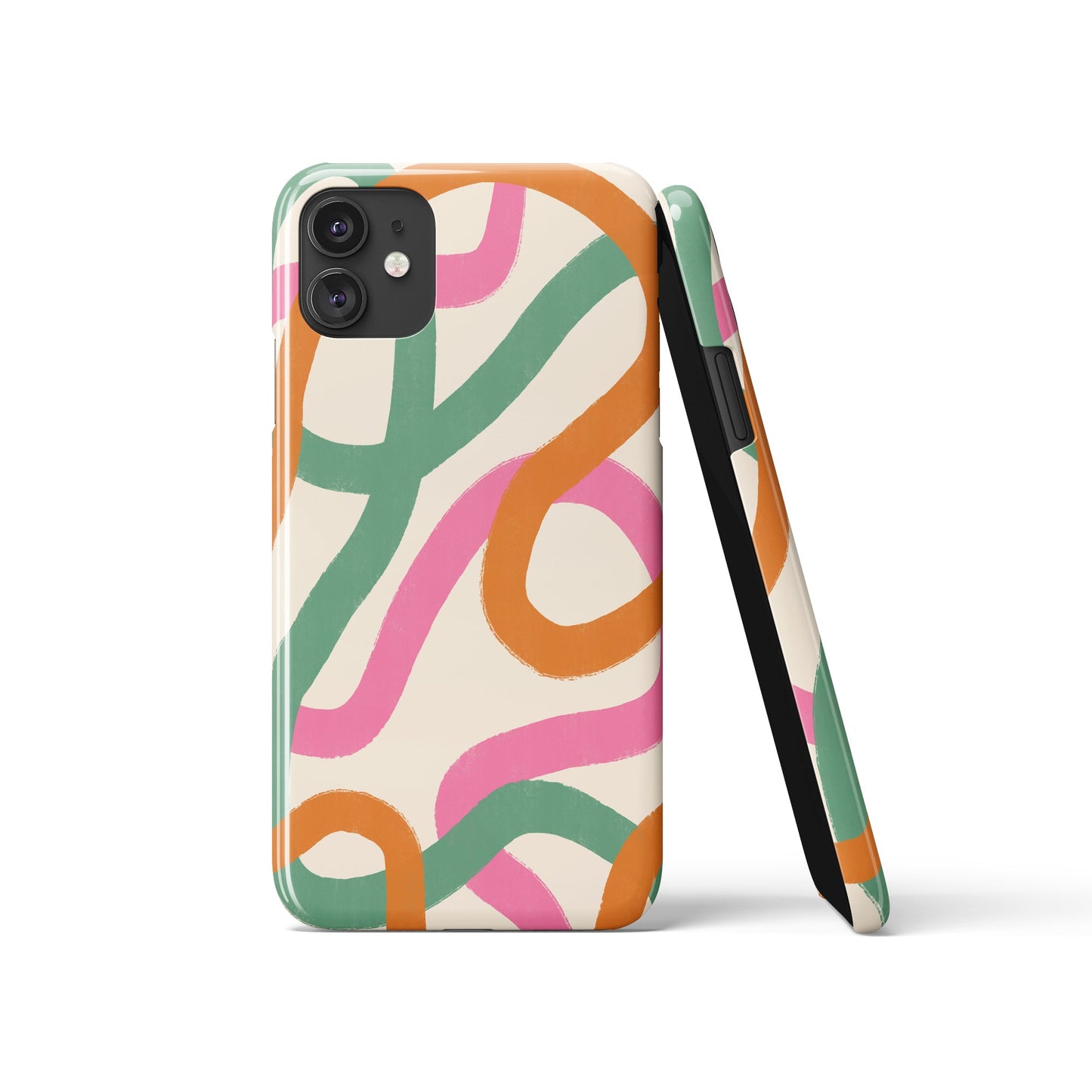 Retro Line Art Swirl 60s iPhone Case